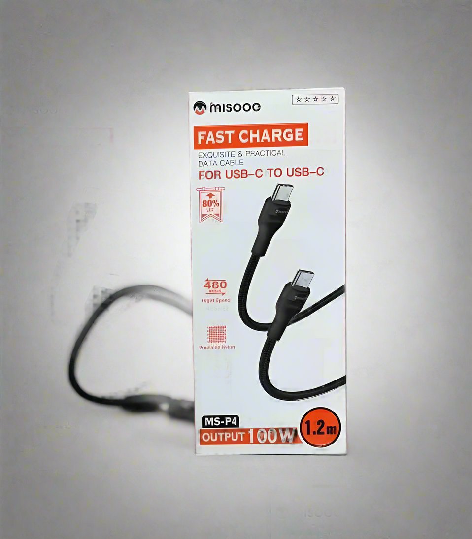 MISOOC სწრაფი დამუხტვის USB-C to USB-C კაბელი (100W, 1.2მ), ნეილონი
