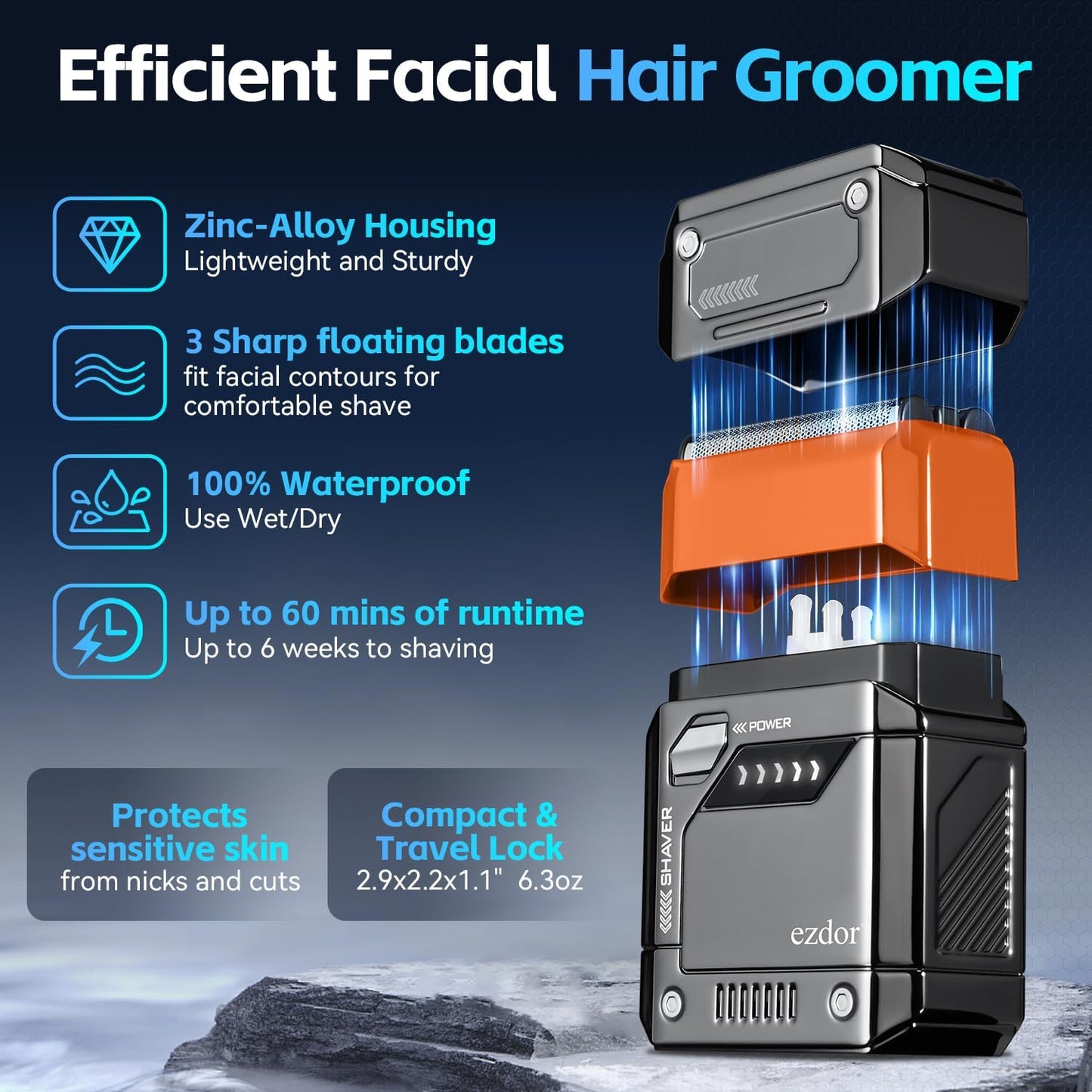 Mecha Men's Electric Shaver IPX7 – Mini, Portable & Powerful