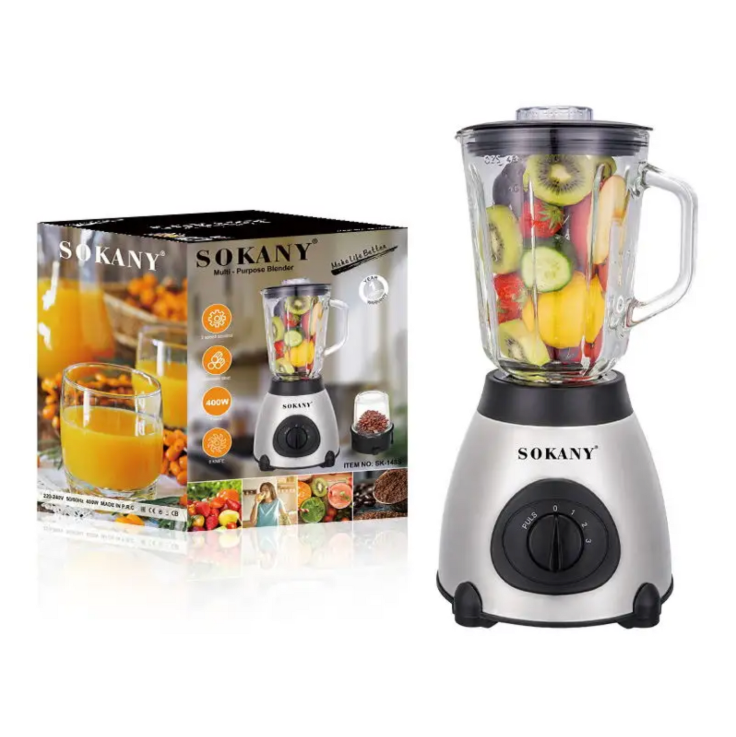 მრავალფუნქციური ბლენდერი SOKANY 1.5L 400W