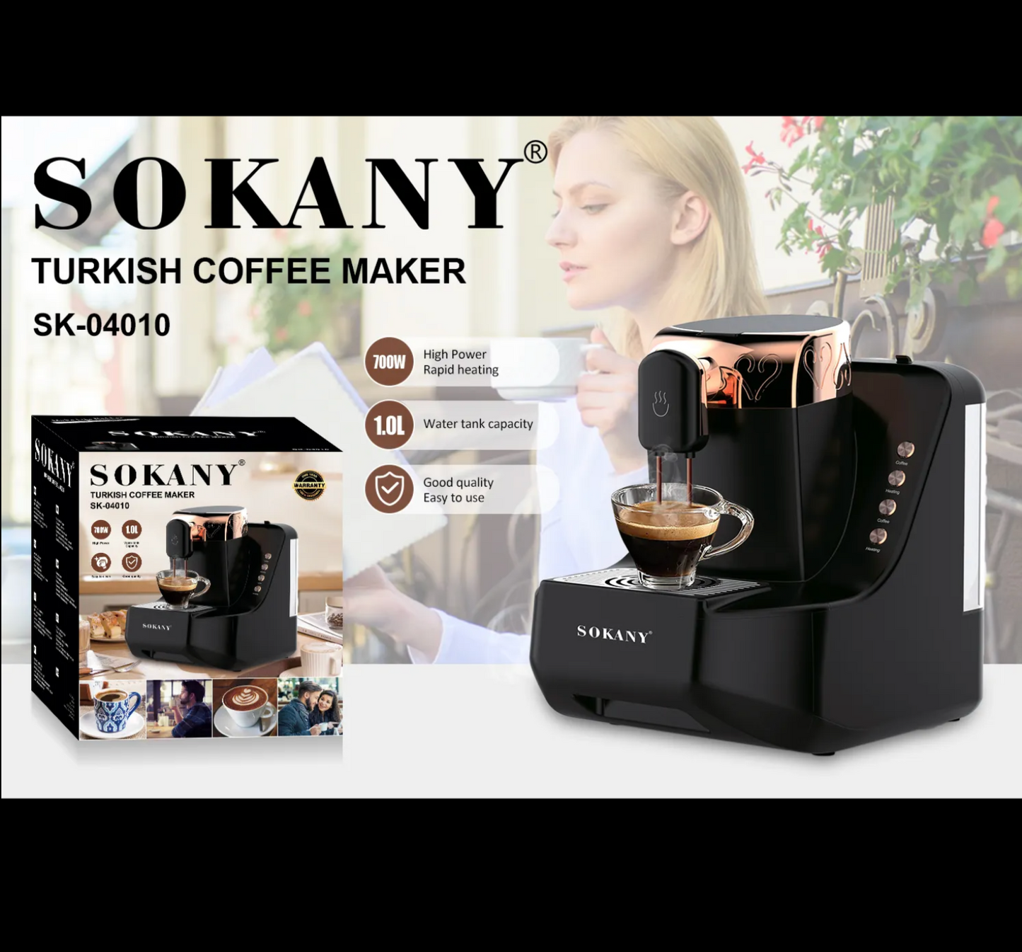 ყავის მოსამზადებელი აპარატი SOKANY 1L, 700W.
