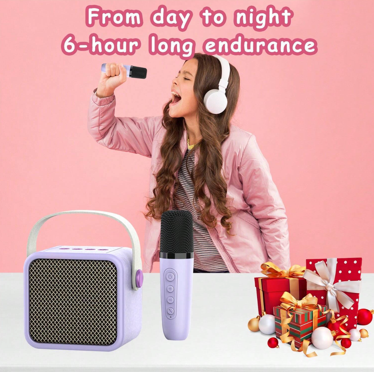 უსადენო Bluetooth კარაოკე მიკროფონი/ დინამიკი ბავშვებისთვის – 0P515 🎤🎶