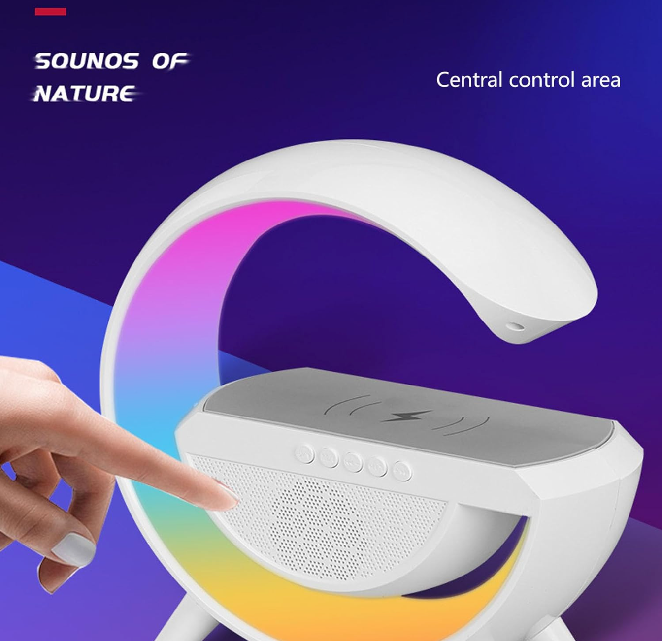 Bluetooth დინამიკი, უსადენო დამტენი, და სანათი