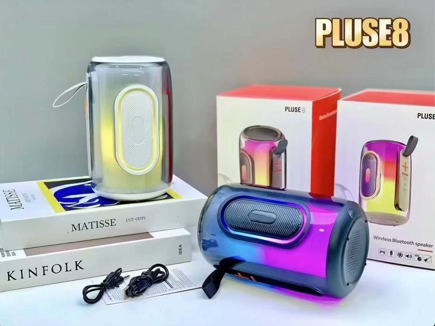 დინამიკი Bluetooth, ფერადი განათება, საბვუფერი PULSE8.