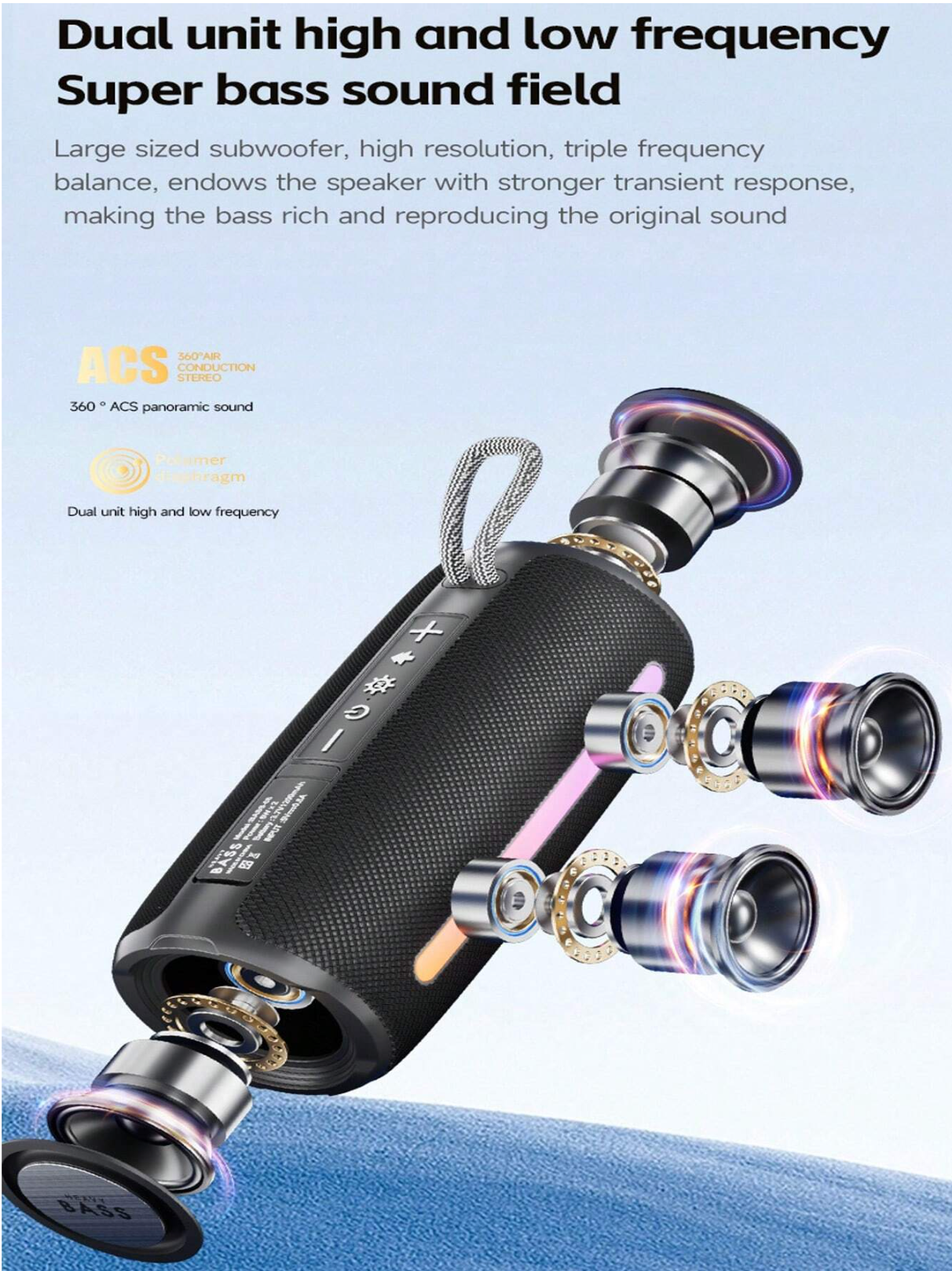 HEAVYBASS უსადენო Bluetooth დინამიკი. 10 W
