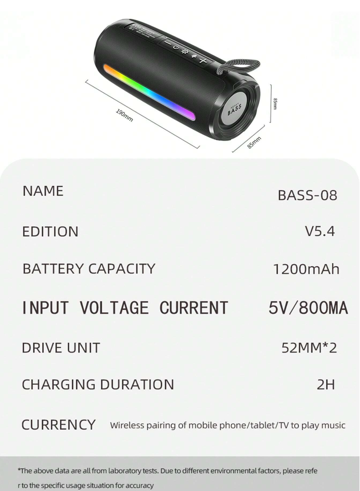HEAVYBASS უსადენო Bluetooth დინამიკი. 10 W