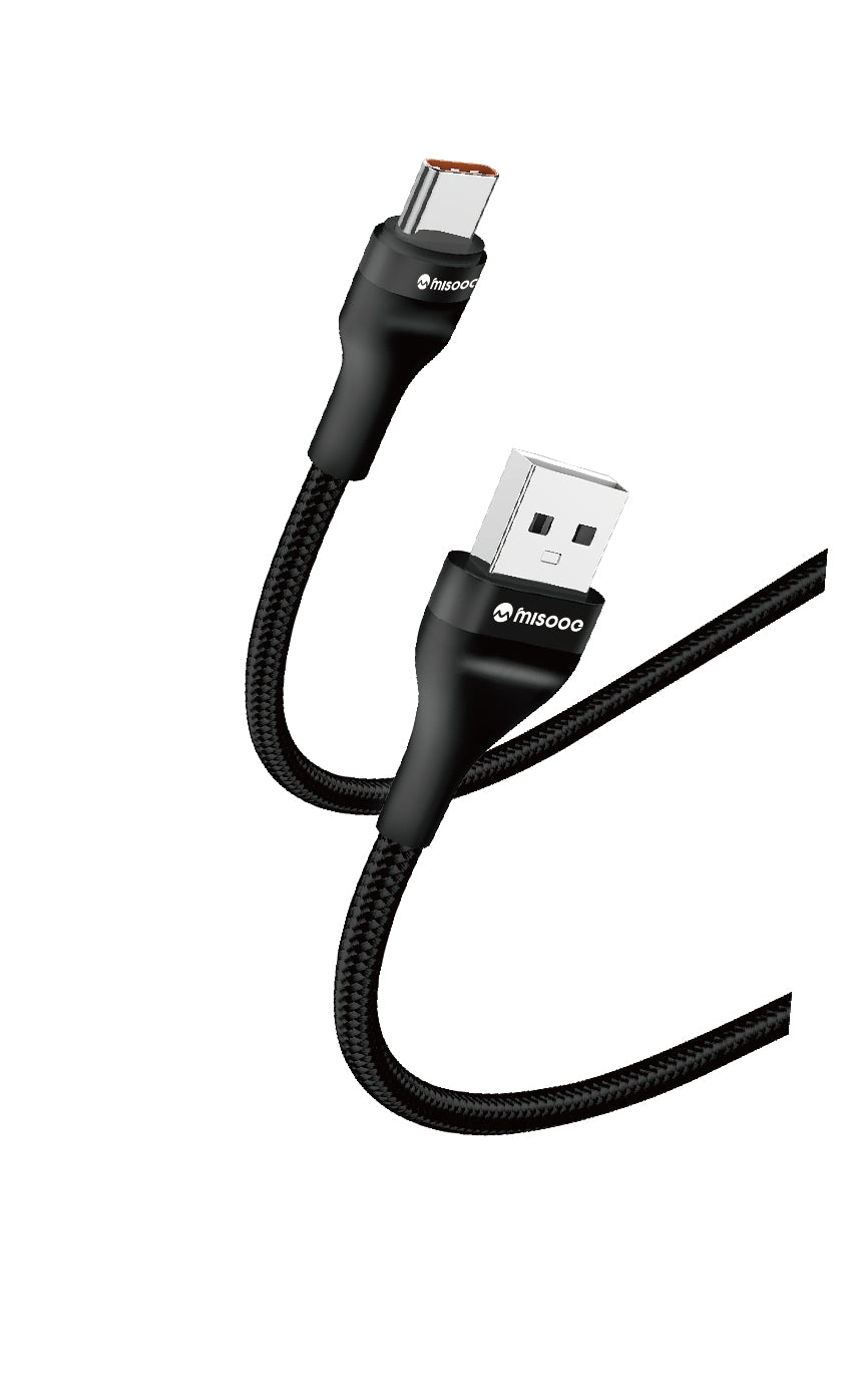 MISOOC სწრაფი დამუხტვის USB Type-C to USB-A კაბელი (6A, 1.2m), ნეილონი
