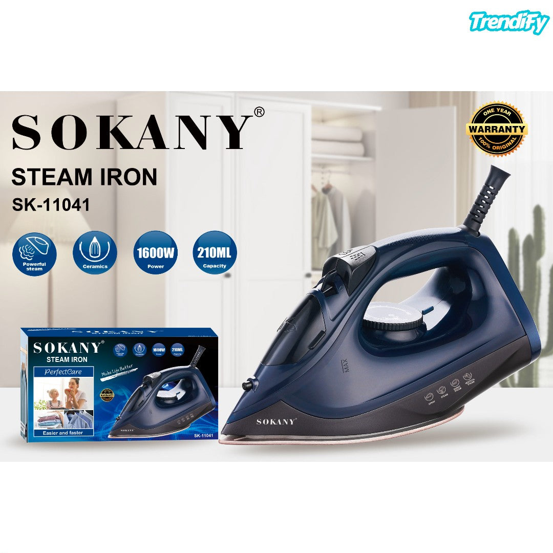 Sokany SK-11041 Steam Electric Iron – Efficient and Reliable Ironing Solution