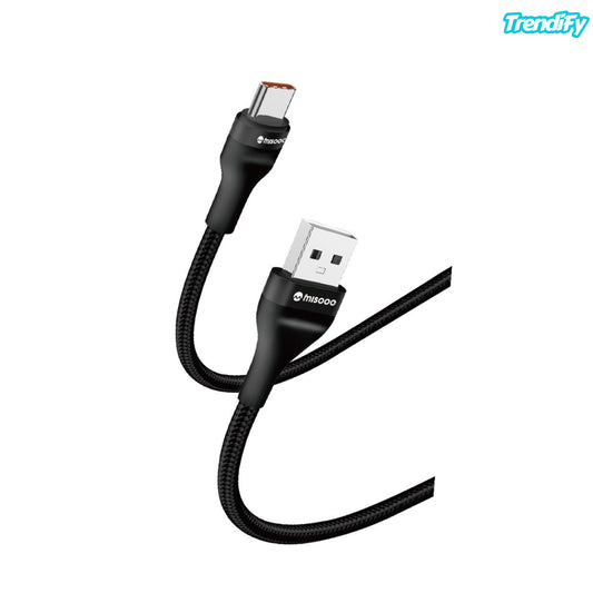 MISOOC სწრაფი დამუხტვის USB Type-C to USB-A კაბელი (6A, 1.2m), ნეილონი