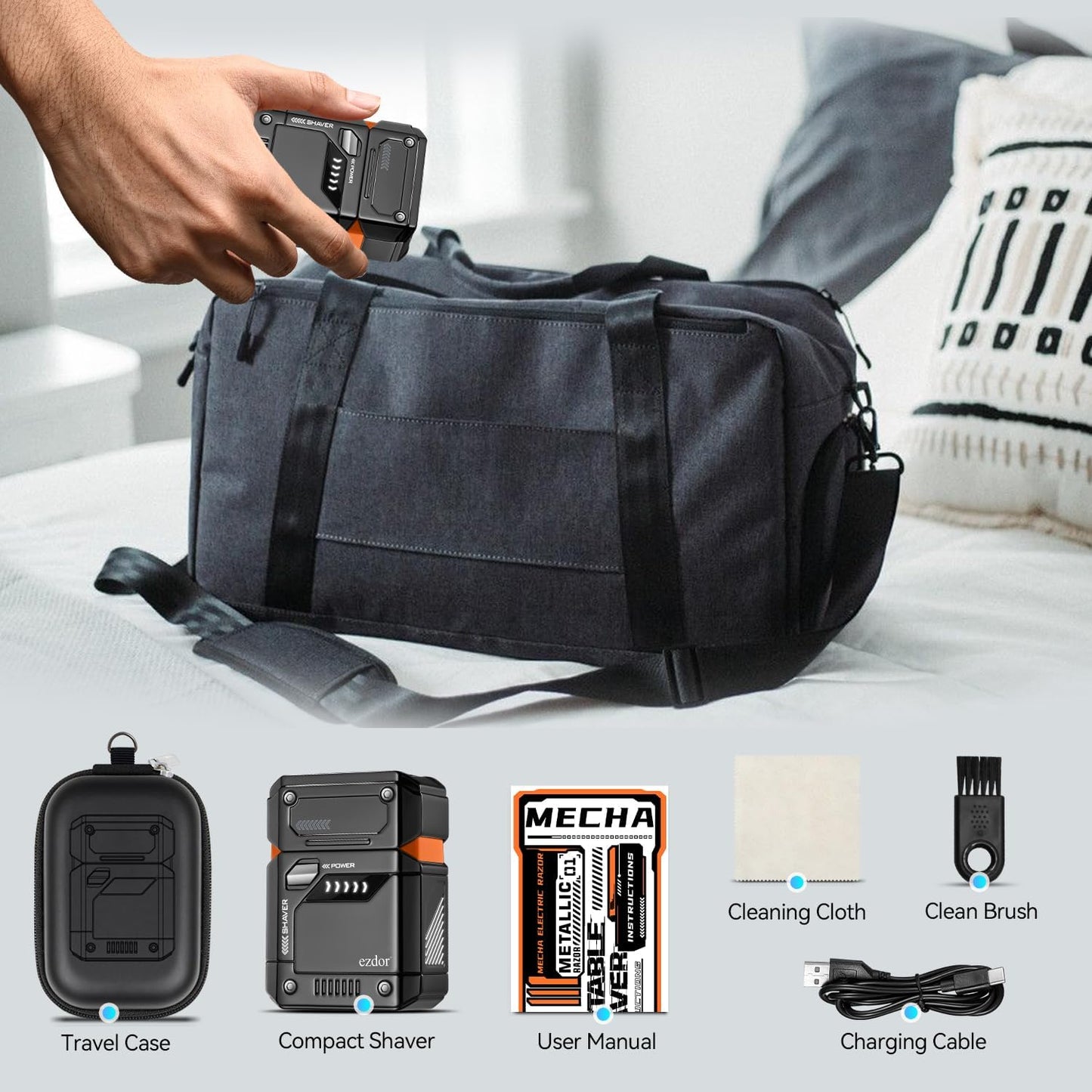 Mecha Men's Electric Shaver IPX7 – Mini, Portable & Powerful