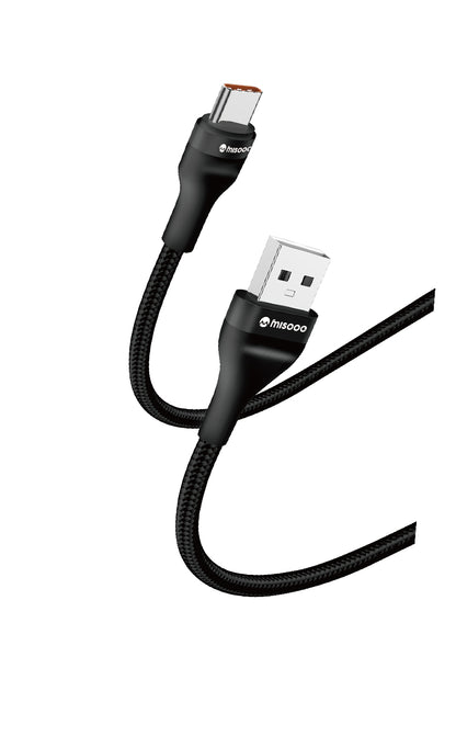 MISOOC სწრაფი დამუხტვის USB Type-C to USB-A კაბელი (6A, 1.2m), ნეილონი